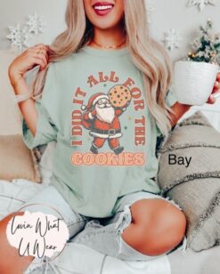 Vintage T Shirt Funny Christmas Santa Tee I Did It All For The Cookies Oversized Comfort Colors Holiday Baking Top