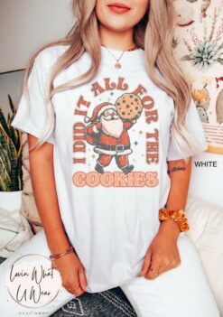vintage t shirt funny santa design i did it all for the cookies comfort colors retro christmas tee oversized holiday baking top jkylu