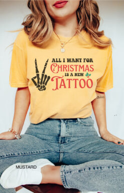 vintage t shirt funny tattoo christmas shirt all i want for christmas is a new tattoo oversized tee for tattoo lovers 8dqne