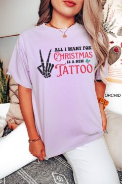 vintage t shirt funny tattoo christmas shirt all i want for christmas is a new tattoo oversized tee for tattoo lovers eunrt