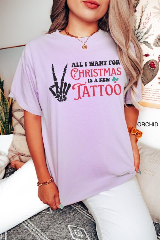 vintage t shirt funny tattoo christmas shirt all i want for christmas is a new tattoo oversized tee for tattoo lovers eunrt