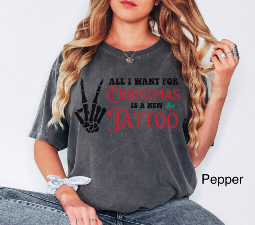 vintage t shirt funny tattoo christmas shirt all i want for christmas is a new tattoo oversized tee for tattoo lovers kopgy