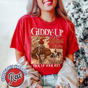 vintage t shirt giddy up jingle horse pick up your feet cowboy christmas tee for country lovers and festive celebrations r2ygq