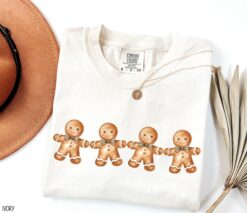 Vintage T Shirt Gingerbread Christmas Shirt for Women Comfort Colors Style Minimalist Design for Holiday Celebrations