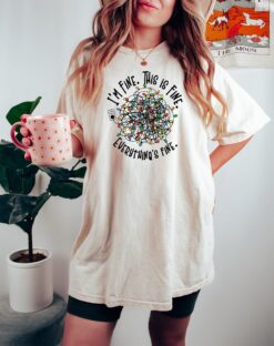 vintage t shirt groovy im fine christmas tee funny design with christmas lights for holiday celebrations and matching outfits ixyqv