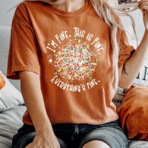 vintage t shirt groovy im fine christmas tee funny design with christmas lights for holiday celebrations and matching outfits oeyo9