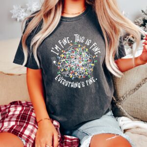 vintage t shirt groovy im fine christmas tee funny design with christmas lights for holiday celebrations and matching outfits rvgig