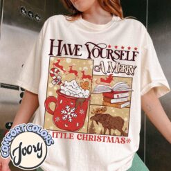 Vintage T Shirt Have Yourself a Merry Little Christmas Comfort Colors Shirt for Book Lovers and Bookworms