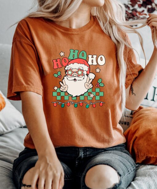 vintage t shirt ho ho ho santa claus tee funny christmas shirt retro style for holiday parties and celebrations m7fb7 scaled