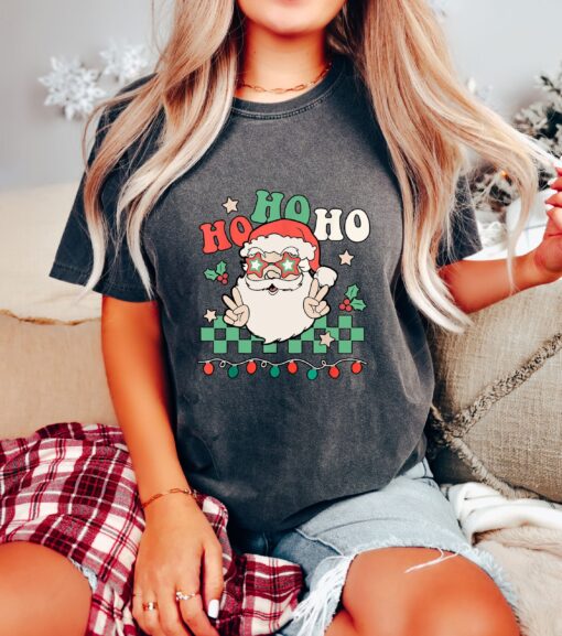 vintage t shirt ho ho ho santa claus tee funny christmas shirt retro style for holiday parties and celebrations tpfbq scaled