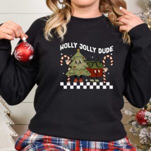 vintage t shirt holly jolly dude funny christmas shirt for kids and toddlers with christmas tree design 3xh21 scaled