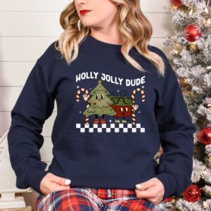 vintage t shirt holly jolly dude funny christmas shirt for kids and toddlers with christmas tree design ewitk scaled