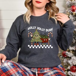 vintage t shirt holly jolly dude funny christmas shirt for kids and toddlers with christmas tree design hmxdp scaled