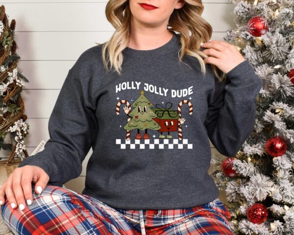 vintage t shirt holly jolly dude funny christmas shirt for kids and toddlers with christmas tree design hmxdp scaled