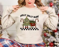 vintage t shirt holly jolly dude funny christmas shirt for kids and toddlers with christmas tree design pizek scaled