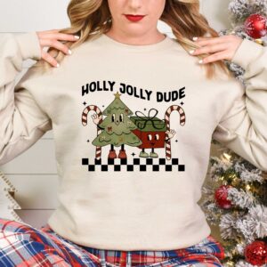 vintage t shirt holly jolly dude funny christmas shirt for kids and toddlers with christmas tree design pizek scaled