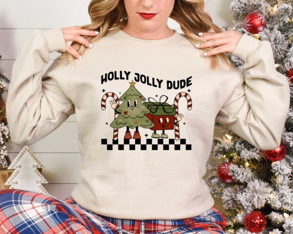 vintage t shirt holly jolly dude funny christmas shirt for kids and toddlers with christmas tree design pizek scaled