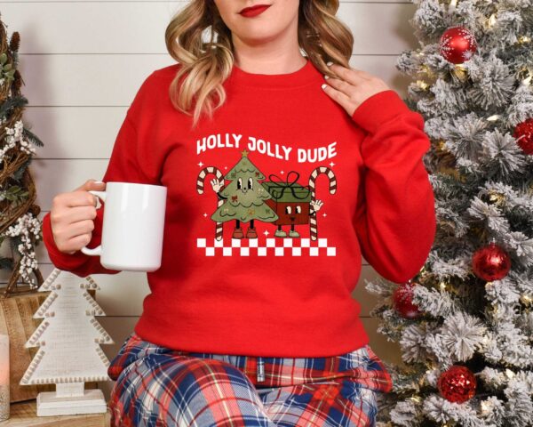 vintage t shirt holly jolly dude funny christmas shirt for kids and toddlers with christmas tree design vdaty scaled