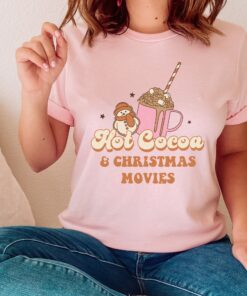 vintage t shirt hot cocoa and christmas movies design retro style for women funny christmas shirts for holiday season 9er6t