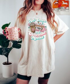 vintage t shirt hot cocoa and christmas movies tee funny christmas shirt cute xmas design for holiday celebrations and new year 95qyy scaled