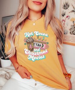 vintage t shirt hot cocoa and christmas movies tee funny christmas shirt cute xmas design for holiday celebrations and new year jzlup scaled