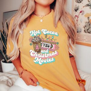 vintage t shirt hot cocoa and christmas movies tee funny christmas shirt cute xmas design for holiday celebrations and new year jzlup scaled