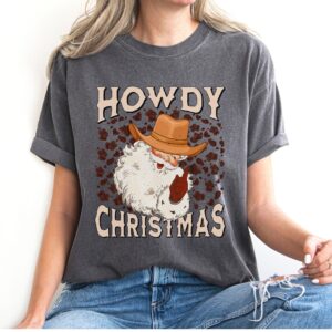 vintage t shirt howdy christmas shirt retro santa design for cowgirl and country western style holiday apparel bzdom