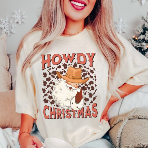 vintage t shirt howdy christmas shirt retro santa design for cowgirl and country western style holiday apparel krgor