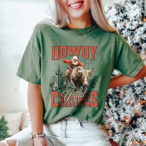 vintage t shirt howdy christmas yall shirt with retro santa design for cowgirl country western style holiday wear bb3ot