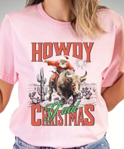 vintage t shirt howdy christmas yall shirt with retro santa design for cowgirl country western style holiday wear hcmnj scaled