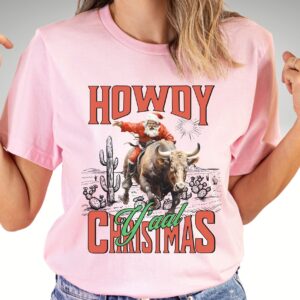 vintage t shirt howdy christmas yall shirt with retro santa design for cowgirl country western style holiday wear hcmnj scaled