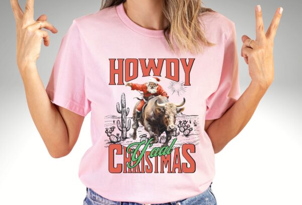 vintage t shirt howdy christmas yall shirt with retro santa design for cowgirl country western style holiday wear hcmnj scaled