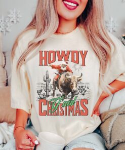 vintage t shirt howdy christmas yall shirt with retro santa design for cowgirl country western style holiday wear zq6y7