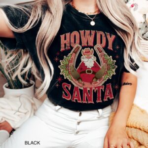 vintage t shirt howdy santa western christmas t shirt oversized retro cowboy design for holiday celebrations jnz9e