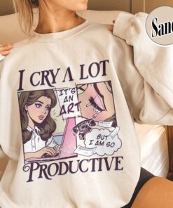 vintage t shirt i cry a lot but i am so productive mental health tee with song lyrics for those embracing lifes challenges 8imdn