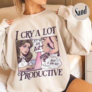 vintage t shirt i cry a lot but i am so productive mental health tee with song lyrics for those embracing lifes challenges 8imdn