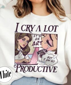 vintage t shirt i cry a lot but i am so productive mental health tee with song lyrics for those embracing lifes challenges ew63u