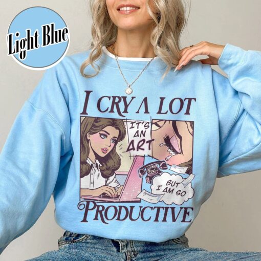 vintage t shirt i cry a lot but i am so productive mental health tee with song lyrics for those embracing lifes challenges k8se1