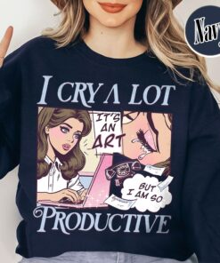 vintage t shirt i cry a lot but i am so productive mental health tee with song lyrics for those embracing lifes challenges lzjpo