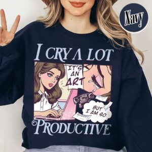 vintage t shirt i cry a lot but i am so productive mental health tee with song lyrics for those embracing lifes challenges lzjpo