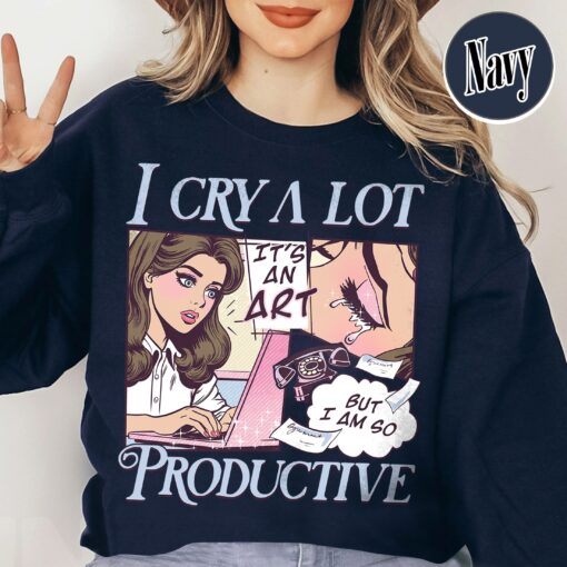 vintage t shirt i cry a lot but i am so productive mental health tee with song lyrics for those embracing lifes challenges lzjpo