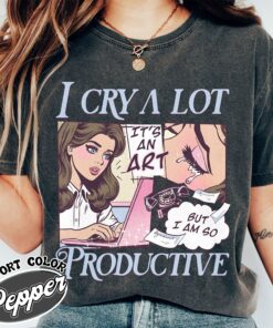 vintage t shirt i cry a lot but i am so productive song lyrics tee for mental health awareness and self expression fhljl