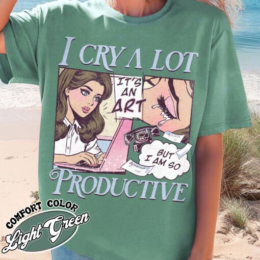 vintage t shirt i cry a lot but i am so productive song lyrics tee for mental health awareness and self expression hprvf