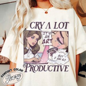 vintage t shirt i cry a lot but i am so productive song lyrics tee for mental health awareness and self expression wqzs9