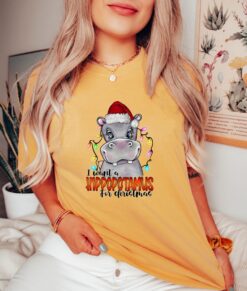 Vintage T Shirt I Want A Hippopotamus For Christmas Funny Holiday Design Comfort Colors T Shirt for Christmas Lovers