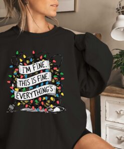 vintage t shirt im fine everything is fine sweatshirt funny christmas light design for anxiety awareness and holiday humor 3vf8j scaled