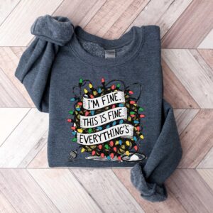 vintage t shirt im fine everything is fine sweatshirt funny christmas light design for anxiety awareness and holiday humor sw3dv scaled