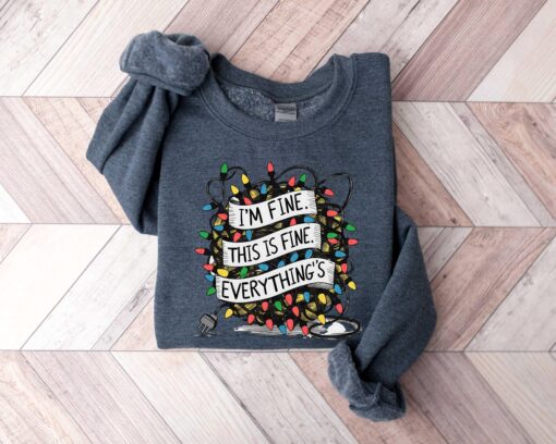 vintage t shirt im fine everything is fine sweatshirt funny christmas light design for anxiety awareness and holiday humor sw3dv scaled