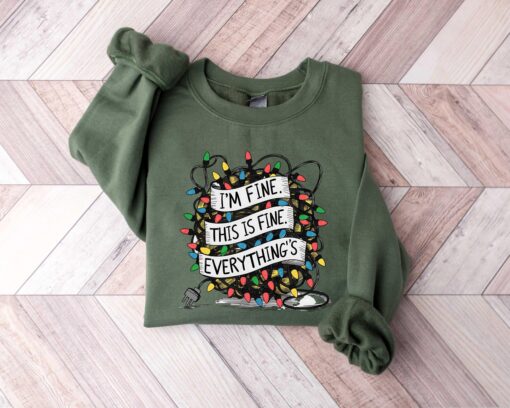 vintage t shirt im fine everything is fine sweatshirt funny christmas light design for anxiety awareness and holiday humor vtlbv scaled