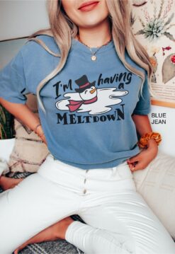 Vintage T Shirt Im Having A Meltdown Snowman Funny Winter Mental Health Christmas Tee for Anxiety Relief